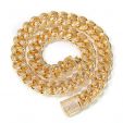 Unique 15mm Drip-shaped Stones Cuban Link Chain in Gold