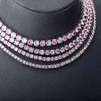 Pink and White Stones 3mm Tennis Chain in White Gold