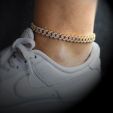 8mm Iced Cuban Link Anklet in Gold
