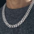 Iced 14mm Miami Cuban Chain with Box Clasp in White Gold