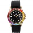 Rainbow Rose Gold Watch with Black Luminous Dial