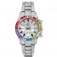 40mm Iced Rainbow Dial Watch in White Gold