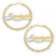 Personalized Iced Two Tone Name Hoop Earrings