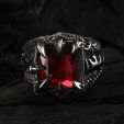 Cool Dragon Claw Stainless Steel Red CZ Ring