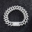 18mm Iced Spiked Cuban Bracelet in White Gold