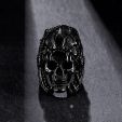 Indian Jaguar Skull Stainless Steel Ring in Black