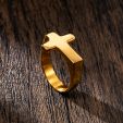 Cross Stainless Steel Ring in Gold