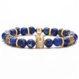 Dark Blue Turquoise Beads with Iced Crown Bracelet