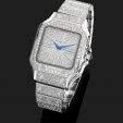 Iced Square Roman Numerals Men's Watch in White Gold