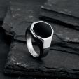 Octagon Black Signet Stainless Steel Ring