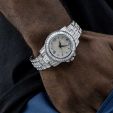 18K White Gold Finish Iced Watch