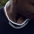 8mm Pearl with Cuban Chain Necklace