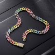 11mm Multi-Color Half-Iced Cuban Chain in Gold