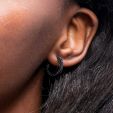 Women's Iced Circle Hoop Earrings in Black Gold