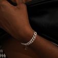 Women's Adjustable Iced Cuban Chain Bracelet in White Gold