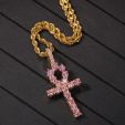 Pink Ankh Pendant in Gold