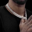 18mm Iced Spiked Cuban Chain in White Gold