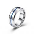 Men's Steel Blue-band Simple Ring