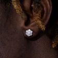 Flower Cluster Stud Earrings in White Gold