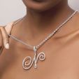 Women's Cursive Style A to Z Initial Letters Pendant in White Gold