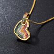 Colorful Stones Heart Pendant Necklace in Gold