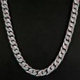 Iced 13mm White & Pink Cuban Chain in White Gold
