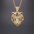 Iced Tiger Head Necklace in Gold