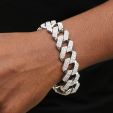 Iced 20mm Miami Cuban Bracelet with Big Box Clasp in White Gold