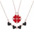 4 in 1 Micro Pave Double-sided Magnetic Four-Heart Clover Deformed Necklace
