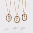 Colorful Stones Initial Letter Pendant Necklace in Gold