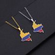 Colombia Map Flag Enamel Stainless Steel Pendant
