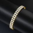 8mm 18K Yellow Gold Finish Double Row Tennis Bracelet