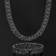 14mm Iced Cuban Link Chain and Bracelet Set in Black Gold