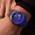 Iced Sapphire Roman Numerals Round Cut Men's Watch in Black Gold