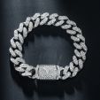 12mm 8" Initial Letter Iced Miami Cuban Bracelet in White Gold