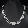 12mm 20" Initial Letter Iced Prong Cuban Chain in White Gold