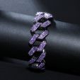 Iced Purple 20mm Miami Cuban Bracelet with Big Box Clasp in Black Gold