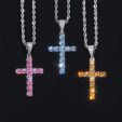 S925 Sterling Silver Moissanite Cross Pendant-Pink/Yellow/Blue