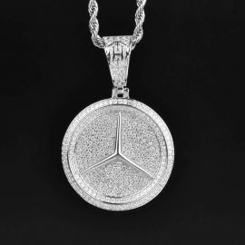 Iced Three-Pointed Star Pendant in White Gold