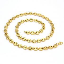 7mm Stainless Steel Coffee Bean Chain Set in Gold