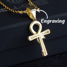 Iced Ankh Ouroboros Cross in Gold