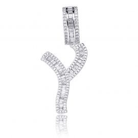 Iced Baguette Letters Pendant in White Gold