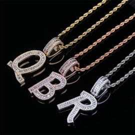 Iced Baguette Letters Pendant in Gold