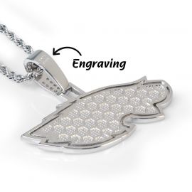 Iced Flying Eagles Pendant in White Gold