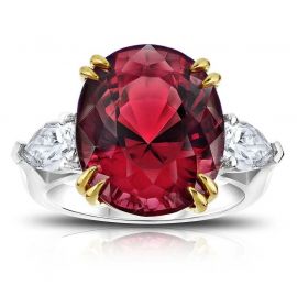 4.25 Ct Ruby Oval Cut 3-Stone Ring in White Gold
