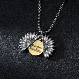 "You Are My Sunshine" Open Sunflower Titanium Steel Pendant