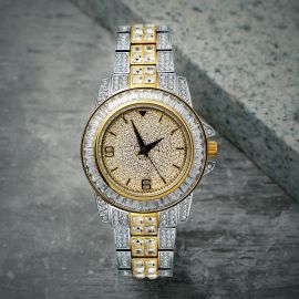 18K Gold Two Tone Iced Watch