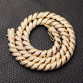 10mm Iced Paved Spiral Chain in Gold