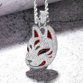 Iced Fox Pendant in White Gold