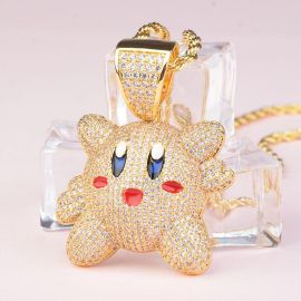 Iced Kirby Pendant in Gold
